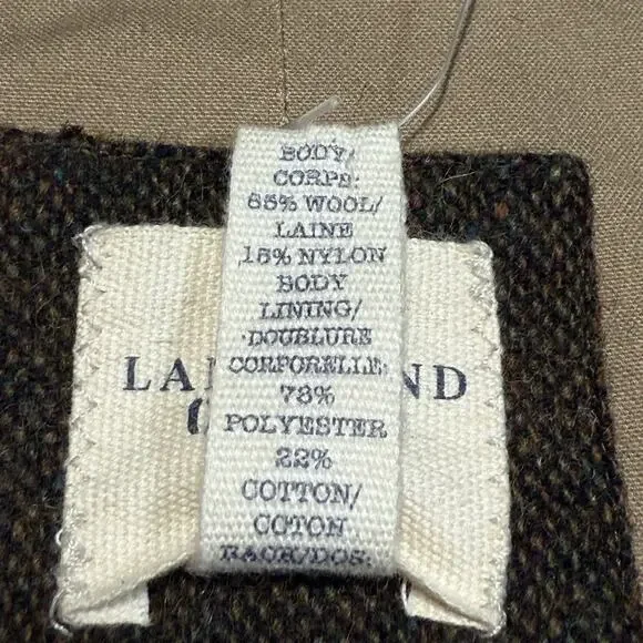 Lands End Canvas 1963 Tweed Wool Vest Brown Size Small Button With Chambray Back - Picture 5 of 8